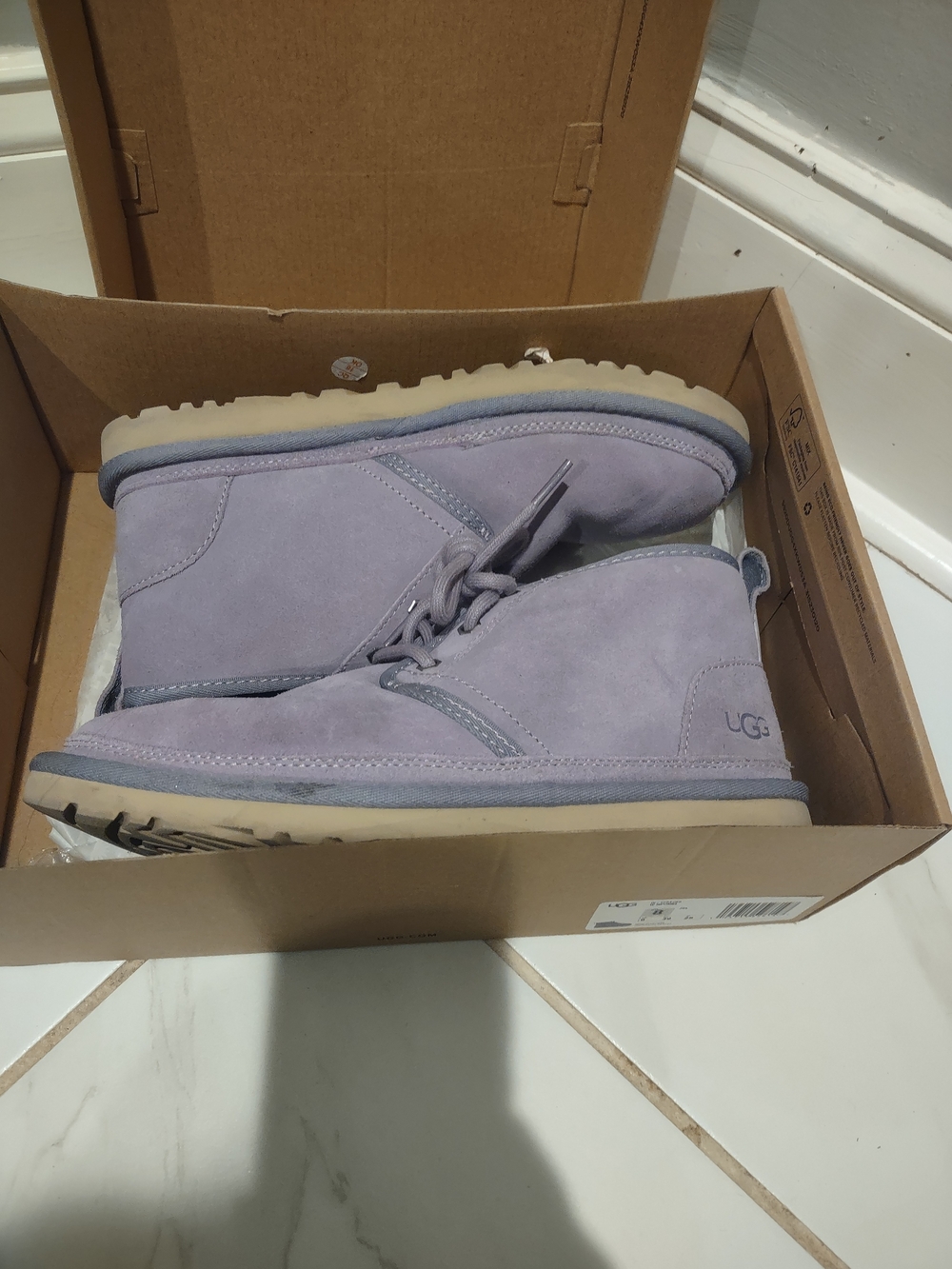 UGG Neumel Lavender Lace-Up Suede Ankle Boots
